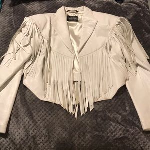 White leather fringed jacket - Boutique